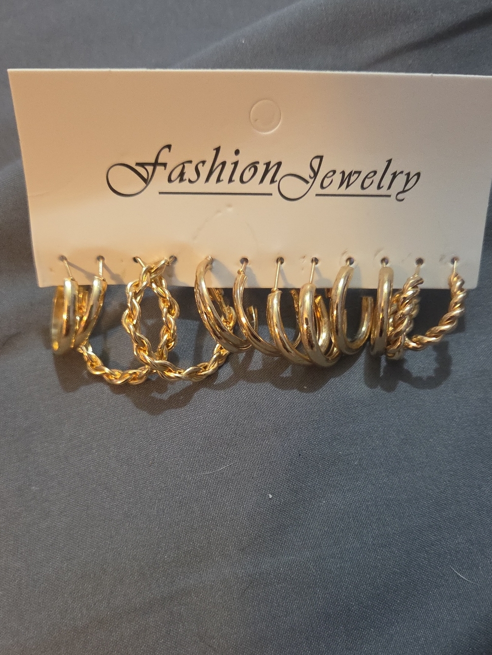 Fashion Jewelry Gold Mixed Hoop & Twisted Earring Set